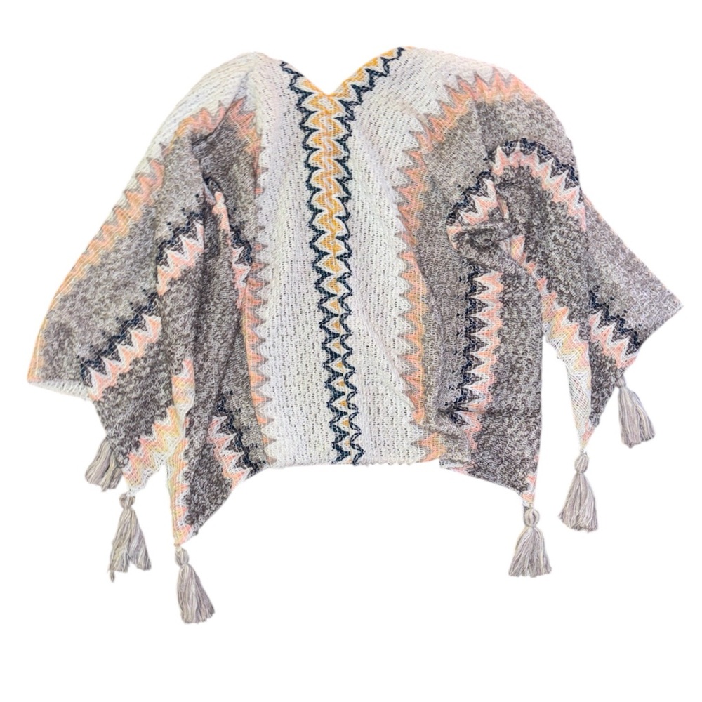 Chevron Knit Tassel Wrap Shawl Boho Blanket Scarf One Size - Picture 5 of 8